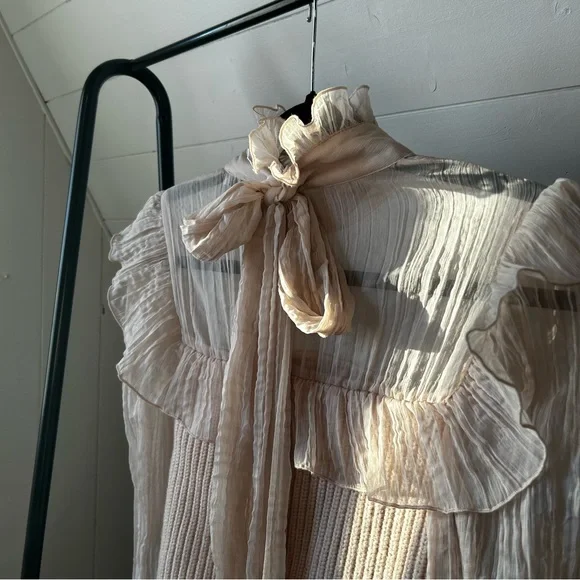 Cream Zara Ruffle Knit Top - Picture 2 of 4